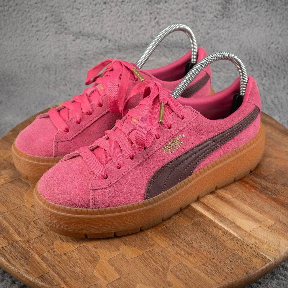 Puma Platform Trace‎ Block Suede Sz 8 Rose Winetasting 367057-02 Sneakers